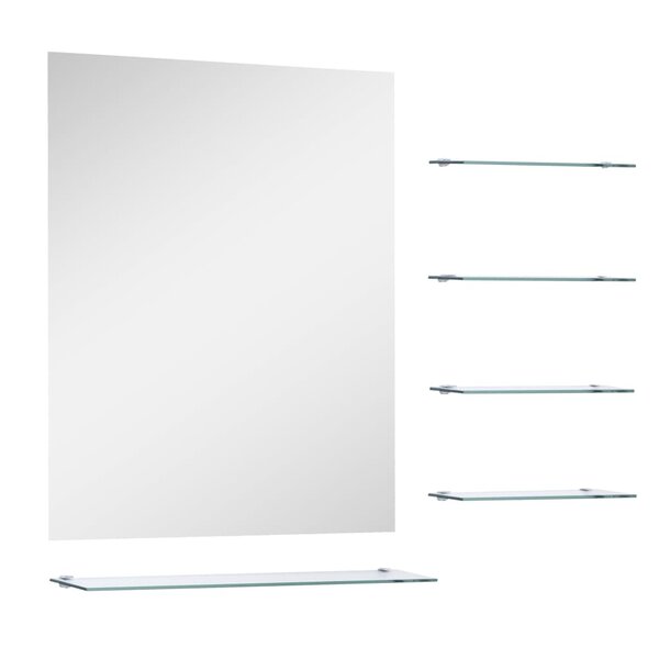 vidaXL Miroir mural avec 5 étagères Argenté 50 x 60 cm