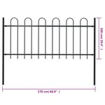 vidaXL Clôture de jardin avec dessus en cerceau Acier 1 7 m Noir