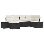 vidaXL Ensemble de Canapé de Jardin 6 pièces avec Coussins Noir Rattan Poly