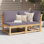 vidaXL Salon de jardin 2 Pièces avec coussins bois massif d'acacia