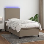 vidaXL Sommier à lattes de lit et matelas et LED Taupe 90x190 cm Tissu