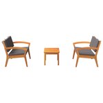 vidaXL Ensemble Bistro de 3 Pièces avec Coussins - Bois d'Acacia Massif