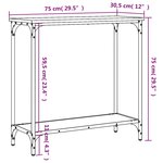 vidaXL Table console sonoma gris 75x30 5x75 cm bois d'ingénierie