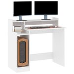 vidaXL Bureau avec lumières LED Blanc 97x45x90 cm Bois d'ingénierie