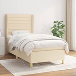 vidaXL Sommier à lattes de lit avec matelas Crème 100x200 cm Tissu