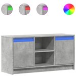 vidaXL Meuble TV avec LED gris béton 100x34x50 cm bois d'ingénierie