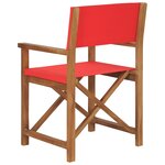 vidaXL Chaise de metteur en scène Bois de teck solide Rouge