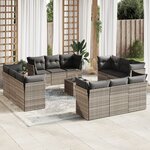 vidaXL Salon de jardin avec coussins 13 Pièces gris clair résine tressée
