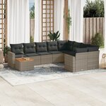 vidaXL Salon de jardin avec coussins 10 Pièces gris résine tressée