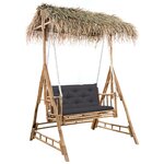 vidaXL Balancelle 2 places feuilles de palmier et coussin 202cm Bambou