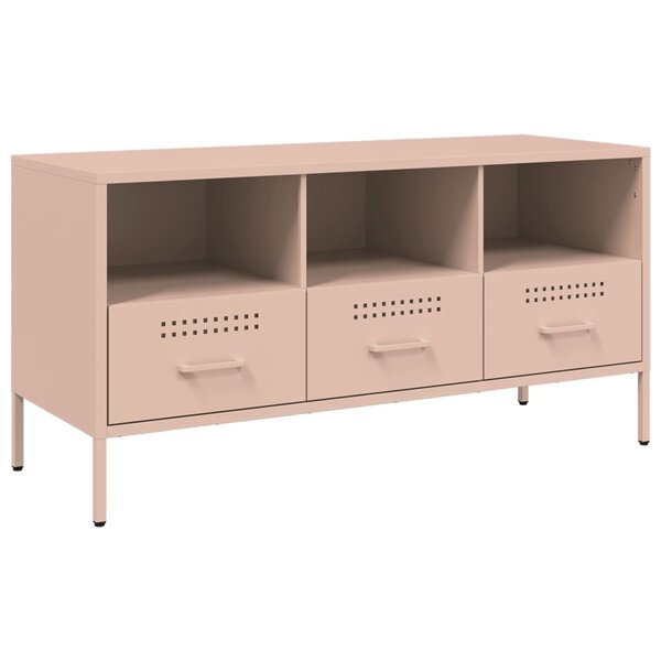 vidaXL Meuble TV rose 100 5x39x50 5 cm acier laminé à froid