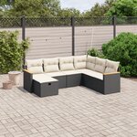 vidaXL Salon de jardin 7 Pièces avec coussins noir résine tressée