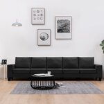 vidaXL Canapé à 5 places Noir Tissu