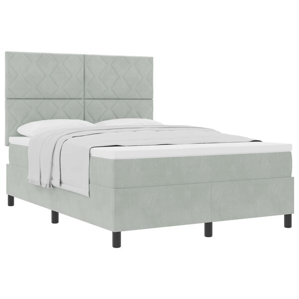 Lit Box Spring vidaXL avec Matelas Gris Clair 140x190 cm Velours