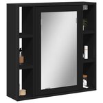 vidaXL Armoire de salle de bain à miroir noir bois d'ingénierie