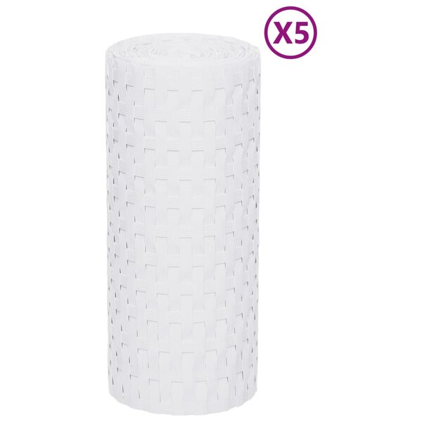 vidaXL Paravents de balcon 5 Pièces blanc 255x19 cm résine tressée
