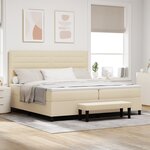 vidaXL Lit Box Spring avec Matelas & Banc Crème 200x200 cm Tissu