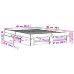vidaXL Cadre de lit sans matelas noir 135x190 cm bois d'ingénierie
