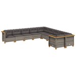 vidaXL Salon de jardin avec coussins 10 Pièces gris résine tressée