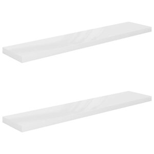 vidaXL Étagère murale flottante 2Pièces Blanc brillant 120x23 5x3 8cm MDF