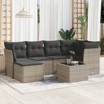 vidaXL Salon de jardin avec coussins 7 Pièces gris résine tressée