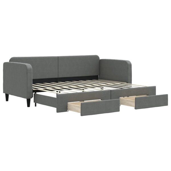vidaXL Lit de jour avec gigogne et tiroirs sans matelas 80x200 cm