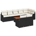 vidaXL Ensemble de Canapés de Jardin 9 Pièces avec Coussins en Rotin Poly Noir Acacia