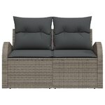 vidaXL Canapé de jardin 2 places avec rangement et coussins gris en poly rattan