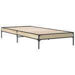 vidaXL Cadre de lit chêne sonoma 90x200 cm bois d'ingénierie et métal