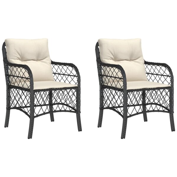 vidaXL Chaises de jardin avec coussins lot de 2 noir résine tressée