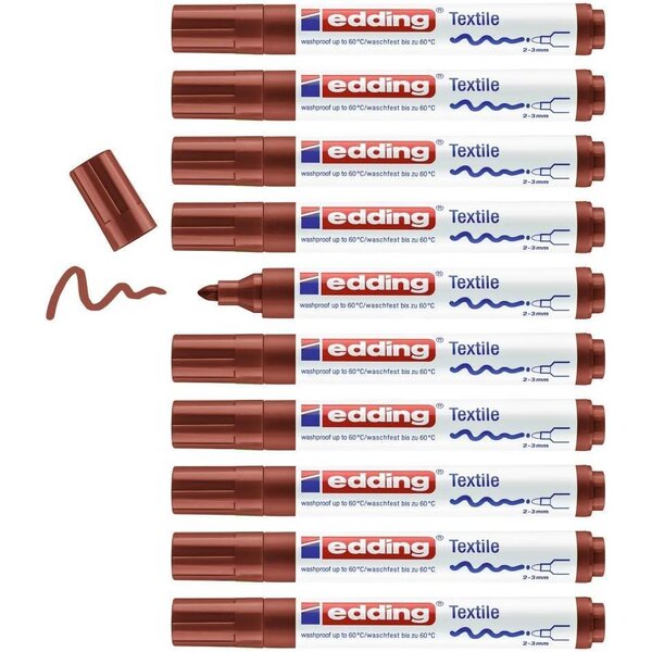 Marqueur pour Textiles 4500 Marron Pointe Moyenne 2-3 mm x 10 EDDING