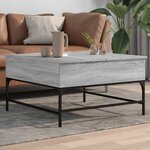 vidaXL Table basse sonoma gris 80x80x45 cm bois d'ingénierie et métal