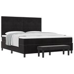 vidaXL Lit à ressort avec matelas et banc Noir 180x200 cm Velours