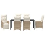 vidaXL Ensemble de salle à manger de jardin 7 pièces avec coussins beige en poly rattan