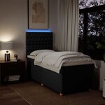 vidaXL Sommier à lattes de lit avec matelas Noir 90x200 cm Tissu