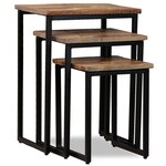 vidaXL Ensemble de table basse gigogne 3 Pièces Teck massif récupération