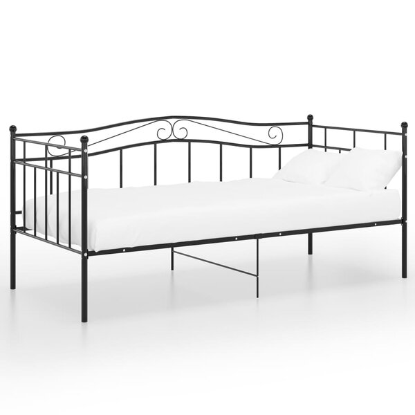 vidaXL Cadre de canapé-lit Noir Métal 90x200 cm