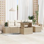 vidaXL Ensemble de Canapé de Jardin 6 Pièces avec Coussins Beige en Rotin Synthétique