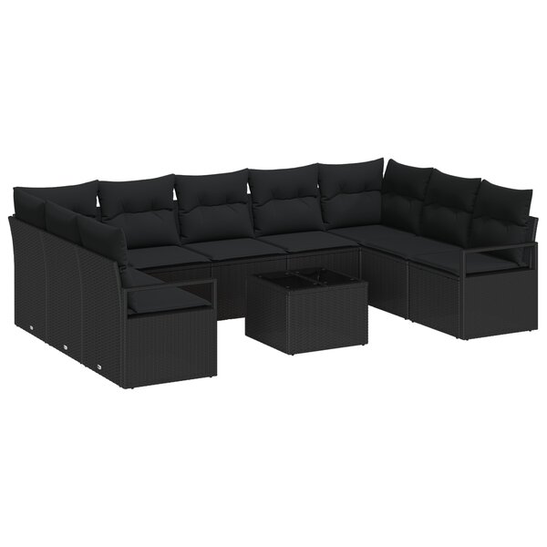 Ensemble de Canapés de Jardin vidaXL de 10 Pièces avec Coussins Beige Poly Rattan