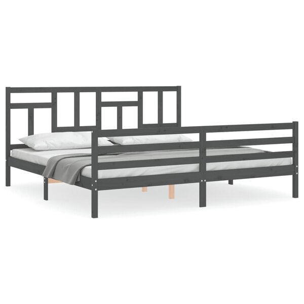 vidaXL Cadre de lit sans matelas gris 200x200 cm bois massif