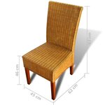 vidaXL Chaises à manger lot de 6 marron rotin naturel