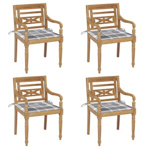 vidaXL Chaises Batavia avec coussins lot de 4 Bois de teck solide