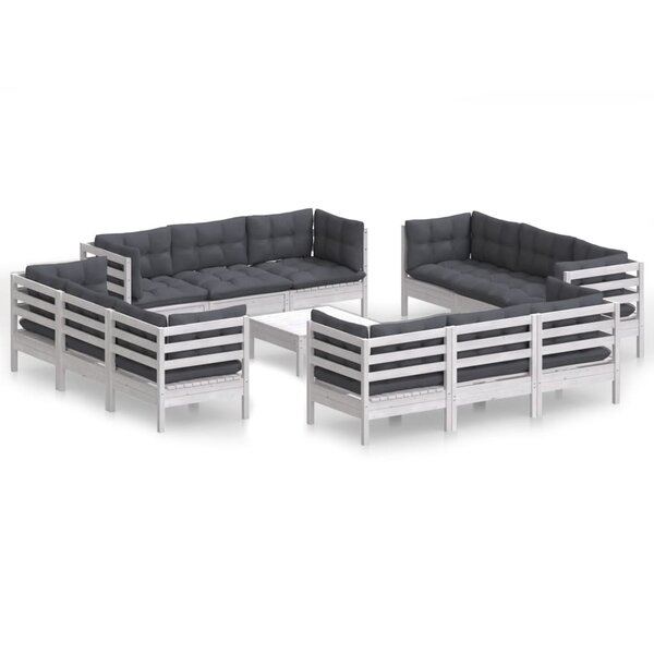 vidaXL Salon de jardin 13 Pièces avec coussins anthracite bois de pin