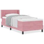 Lit Box Spring avec Matelas Rose 80x200 cm en Velours