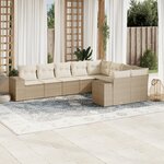 vidaXL Salon de jardin avec coussins 9 Pièces beige résine tressée