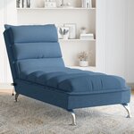 vidaXL Chaise longue de massage avec coussins bleu tissu