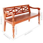 vidaXL Banc Batavia 136 cm Bois d'acajou massif Marron foncé