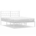 vidaXL Cadre de lit métal sans matelas et tête de lit blanc 150x200 cm