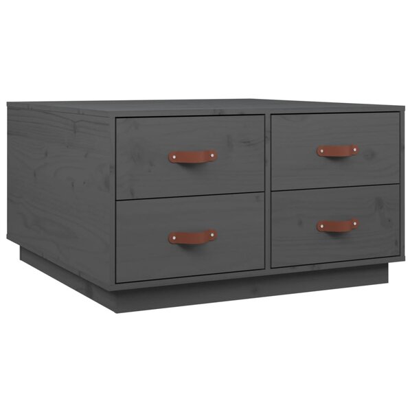 vidaXL Table basse Gris 80x80x45 cm Bois massif de pin