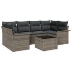vidaXL Ensemble de canapés de jardin 7 pièces avec coussins gris poly rattan